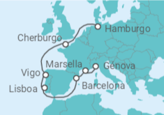 Itinerario del Crucero Francia, España y Portugal - Costa Cruceros