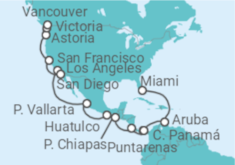 Itinerario del Crucero Canal de Panamá y costa del Pacífico - Princess Cruises