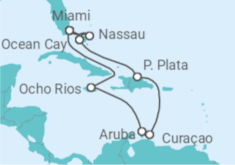 Itinerario del Crucero Bahamas, Estados Unidos (EE.UU.), Jamaica, Aruba, Curaçao - MSC Cruceros