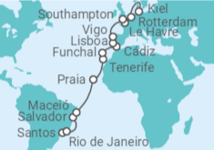 Itinerario del Crucero Desde Santos a Kiel  - Costa Cruceros