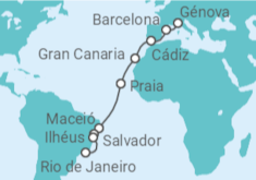 Itinerario del Crucero España, Cabo Verde, Brasil - Costa Cruceros