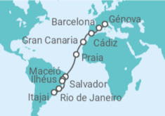 Itinerario del Crucero España, Cabo Verde, Brasil - Costa Cruceros