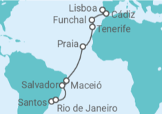 Itinerario del Crucero Brasil, Cabo Verde, España y Portugal - Costa Cruceros