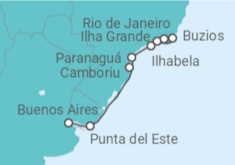 Itinerario del Crucero Argentina, Uruguay y Brasil - Silversea