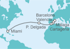 Itinerario del Crucero España y Portugal transatlántico - Royal Caribbean