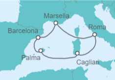 Itinerario del Crucero España, Italia, Francia - AIDA