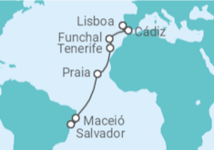 Itinerario del Crucero Brasil, Cabo Verde y Portugal - Costa Cruceros