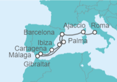 Itinerario del Crucero Francia, España, Gibraltar - AIDA