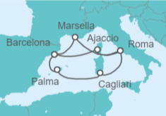 Itinerario del Crucero Francia, España, Italia - AIDA