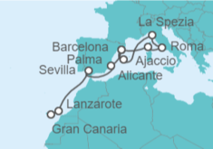 Itinerario del Crucero España, Italia, Francia - AIDA