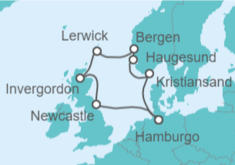 Itinerario del Crucero Reino Unido, Noruega - AIDA