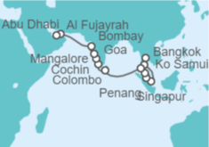 Itinerario del Crucero Desde Bangkok (Tailandia) a Abu Dhabi (EAU)  - Regent Seven Seas