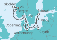 Itinerario del Crucero Capitales Bálticas y Fiordos Noruegos  - AIDA