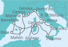 Itinerario del Crucero Italia, España, Francia - Explora Journeys