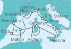 Itinerario del Crucero Italia, España, Francia - Explora Journeys