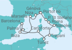 Itinerario del Crucero España, Francia, Italia, Túnez - Explora Journeys