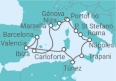 Itinerario del Crucero España, Francia, Italia, Túnez - Explora Journeys