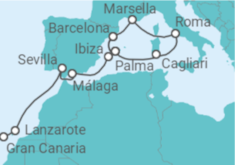 Itinerario del Crucero De Barcelona a Las Palmas  - AIDA