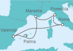 Itinerario del Crucero Italia, Francia, España - MSC Cruceros