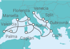 Itinerario del Crucero Italia, España, Grecia, Croacia - MSC Cruceros