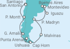 Itinerario del Crucero Viaje completo Sudamérica, Patagonia e Iguazú desde Barcelona - Princess Cruises