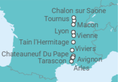 Itinerario del Crucero Estancia en Saona y Ródano con el delta del Ródano - Riverside