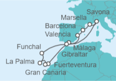 Itinerario del Crucero Sabores exóticos y paisajes lunares - Costa Cruceros