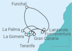 Itinerario del Crucero Gran viaje a las Islas Canarias con La Gomera y Madeira - AIDA