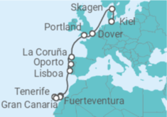 Itinerario del Crucero De Kiel a Las Palmas - AIDA