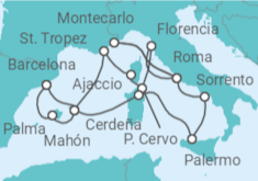 Itinerario del Crucero España, Italia y Fórmula 1 Gran Prix de Mónaco  - Explora Journeys