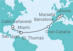 Itinerario del Crucero Desde Génova a Orlando - MSC Cruceros