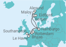 Itinerario del Crucero Fiordos Noruegos y Norte de Europa  - AIDA