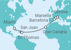 Itinerario del Crucero Desde Génova a Miami - MSC Cruceros