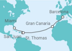 Itinerario del Crucero Desde Barcelona a Miami - MSC Cruceros