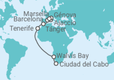 Itinerario del Crucero Namibia, España, Marruecos, Francia e Italia - Costa Cruceros