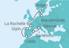 Itinerario del Crucero España, Francia, Dinamarca - MSC Cruceros