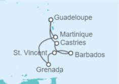 Itinerario del Crucero Guadalupe, Barbados y Antillas - MSC Cruceros