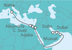 Itinerario del Crucero Desde Roma a Doha - MSC Cruceros