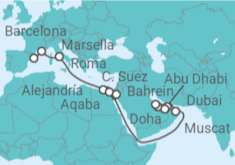 Itinerario del Crucero Desde Barcelona a Abu Dhabi - MSC Cruceros