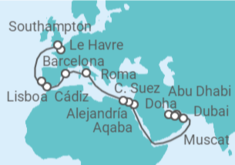 Itinerario del Crucero Desde Dubái a Southampton - MSC Cruceros