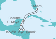 Itinerario del Crucero Harvest Caye, Cozumel y Roatán  - NCL Norwegian Cruise Line