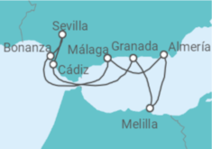 Itinerario del Crucero Amaneceres andaluces por las costas del corazón del sur - Alma Cruceros