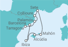 Itinerario del Crucero De la Riviera a las islas del Mediterráneo - Alma Cruceros