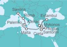 Itinerario del Crucero Turquía, Grecia, Malta e Italia - Costa Cruceros