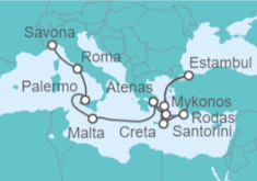 Itinerario del Crucero Malta, Grecia y Turquía - Costa Cruceros