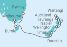 Itinerario del Crucero Viaje completo Australia y Nueva Zelanda - Holland America Line