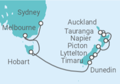 Itinerario del Crucero Viaje completo Nueva Zelanda y Australia - Holland America Line