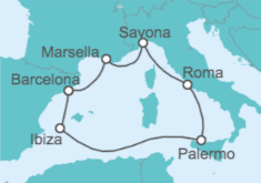 Itinerario del Crucero Italia, Francia, España - Costa Cruceros