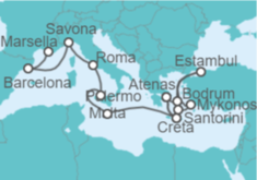 Itinerario del Crucero Desde Pireo (Atenas) a Marsella (Francia) - Costa Cruceros