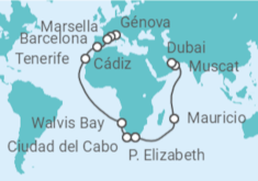 Itinerario del Crucero Desde Génova (Italia) a Dubái (EAU) - Costa Cruceros